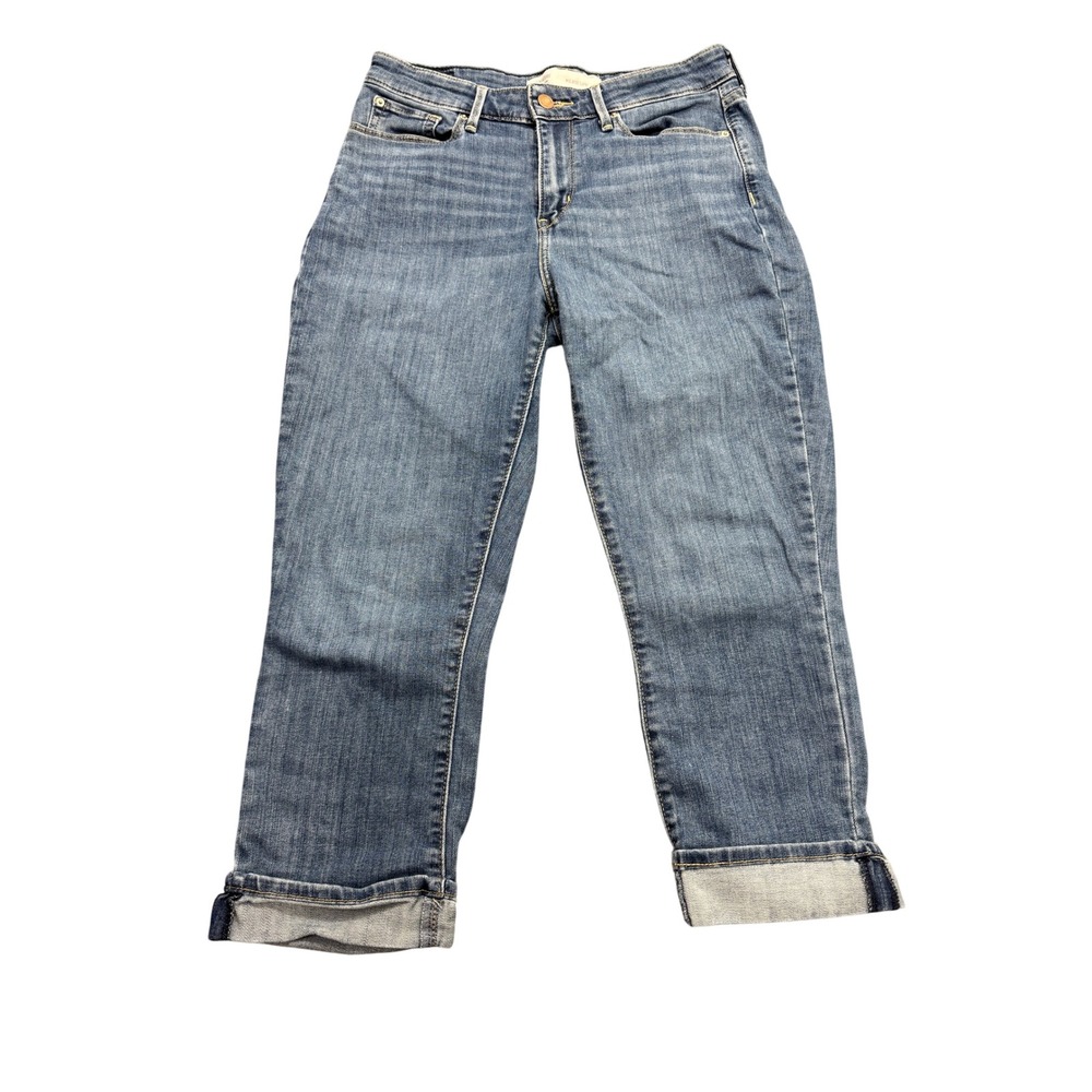 Signature by Levi Strauss Mid Rise Capri Jeans Women's 8 W29 Blue Cuffed Stretch
